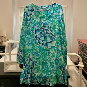 Lilly Pulitzer Blue and Green Long Sleeve Dress